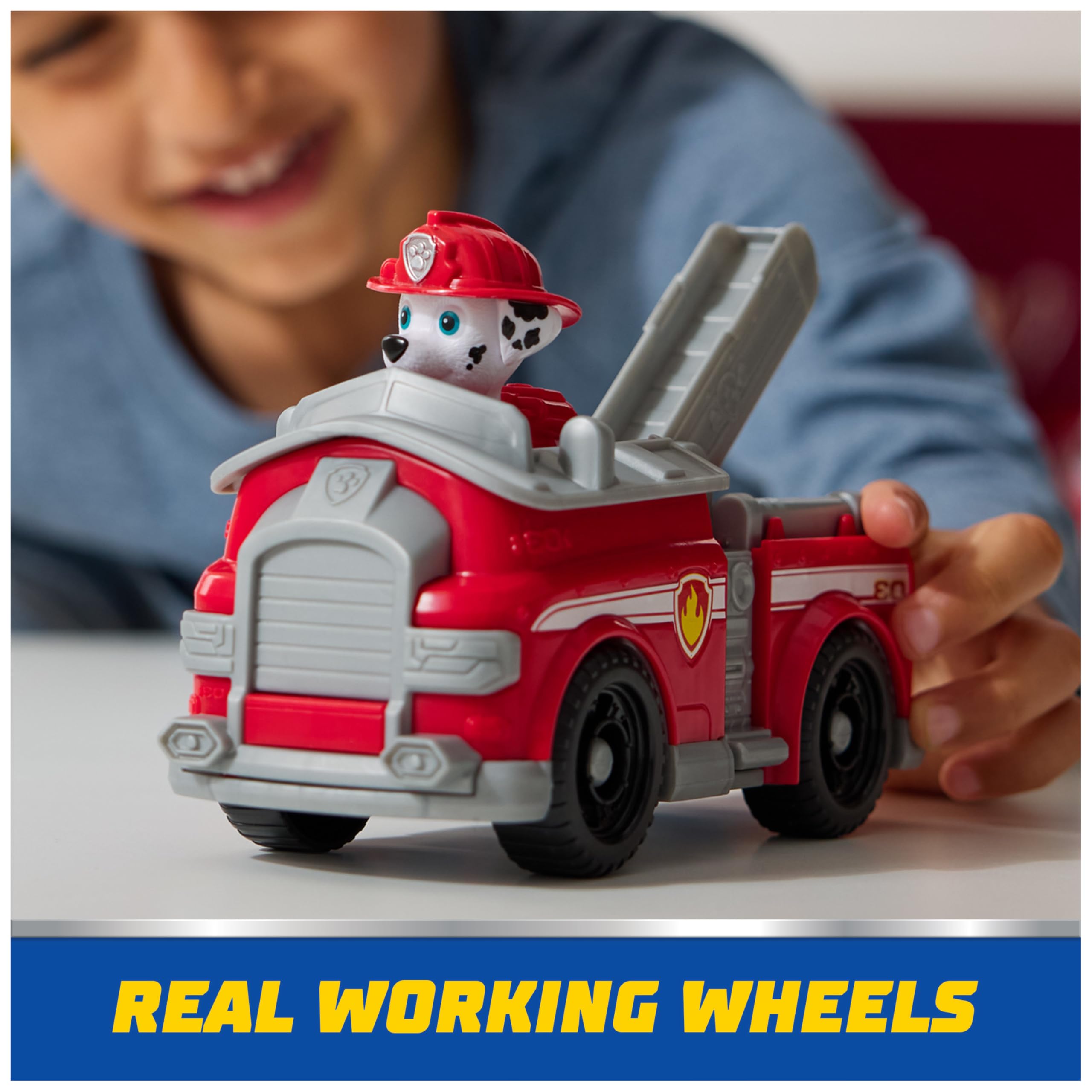 Paw Patrol Marshall's Firetruck Toy Vehicle with Collectible Action Figure, Sustainably Made, Ages 3+