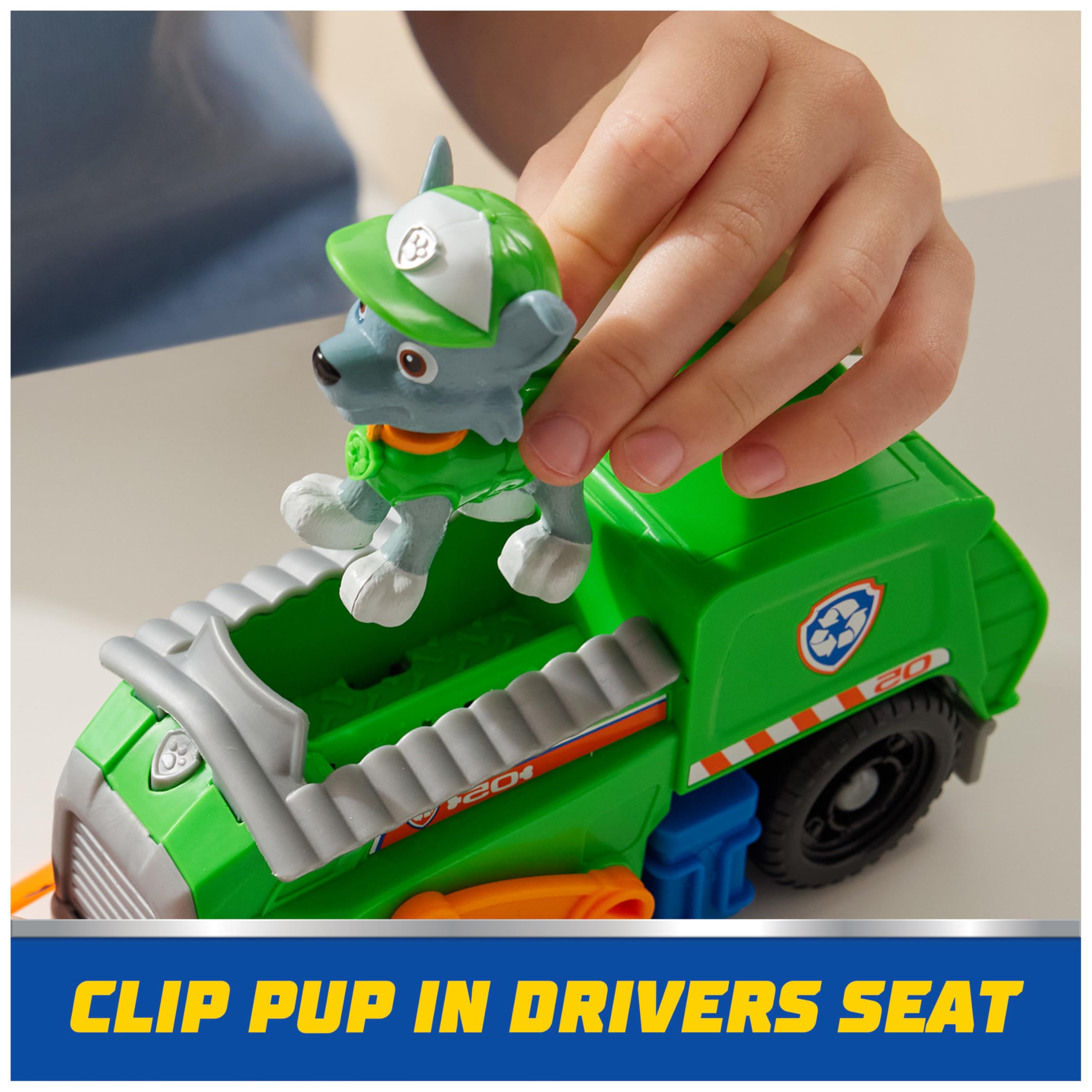 PAW Patrol Rocky's Recycle Truck Toy Vehicle with Collectible Action Figure - Eco-Friendly Kids Toy for Ages 3+