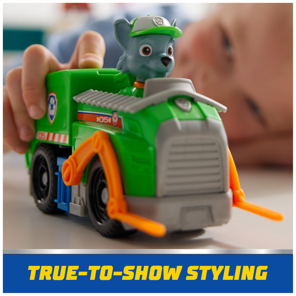 PAW Patrol Rocky's Recycle Truck Toy Vehicle with Collectible Action Figure - Eco-Friendly Kids Toy for Ages 3+