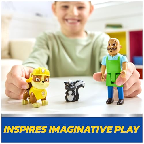 PAW Patrol Rubble & Mr. Porter Figure Pack with Skunk Toy for Kids Ages 3 and Up
