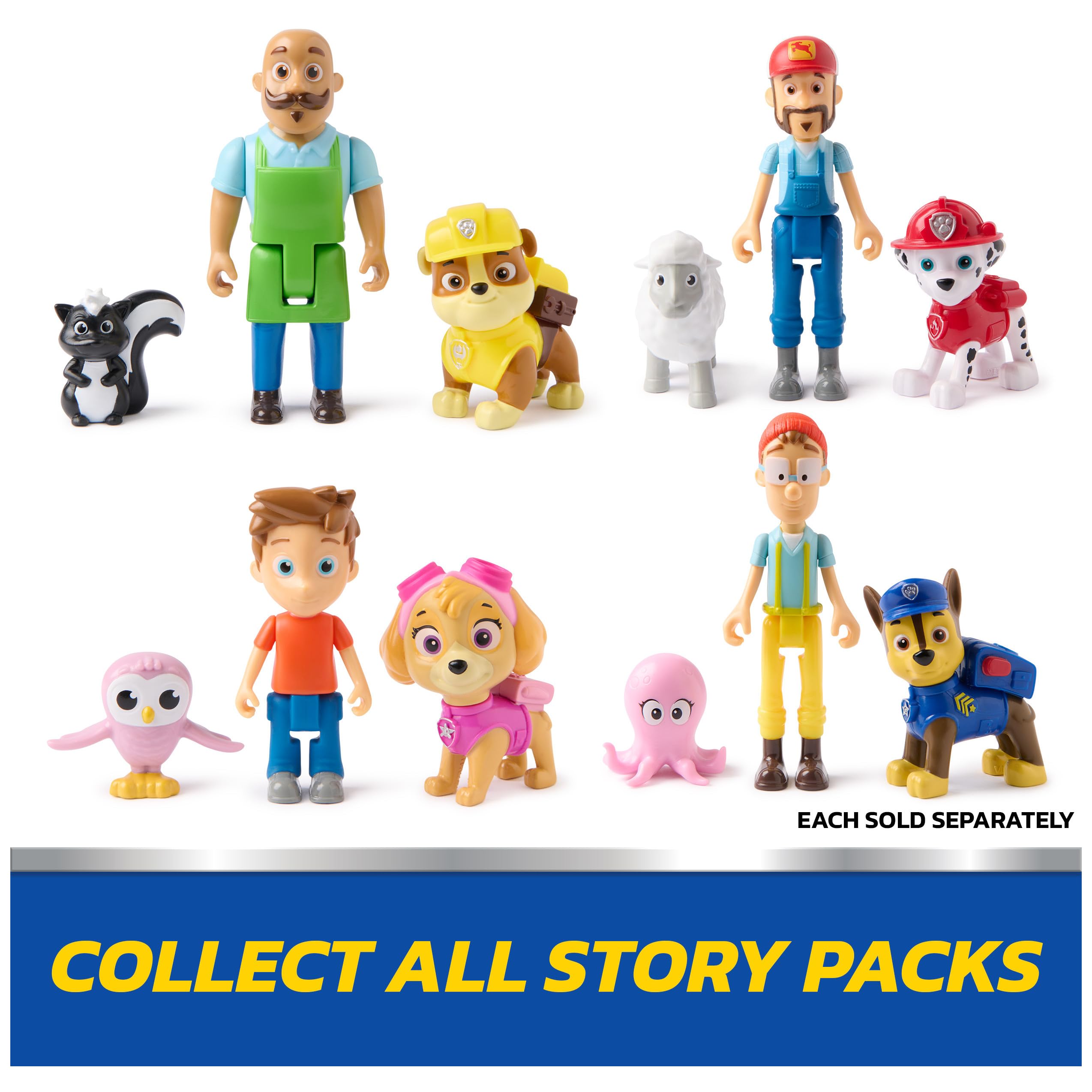 PAW Patrol Rubble & Mr. Porter Figure Pack with Skunk Toy for Kids Ages 3 and Up