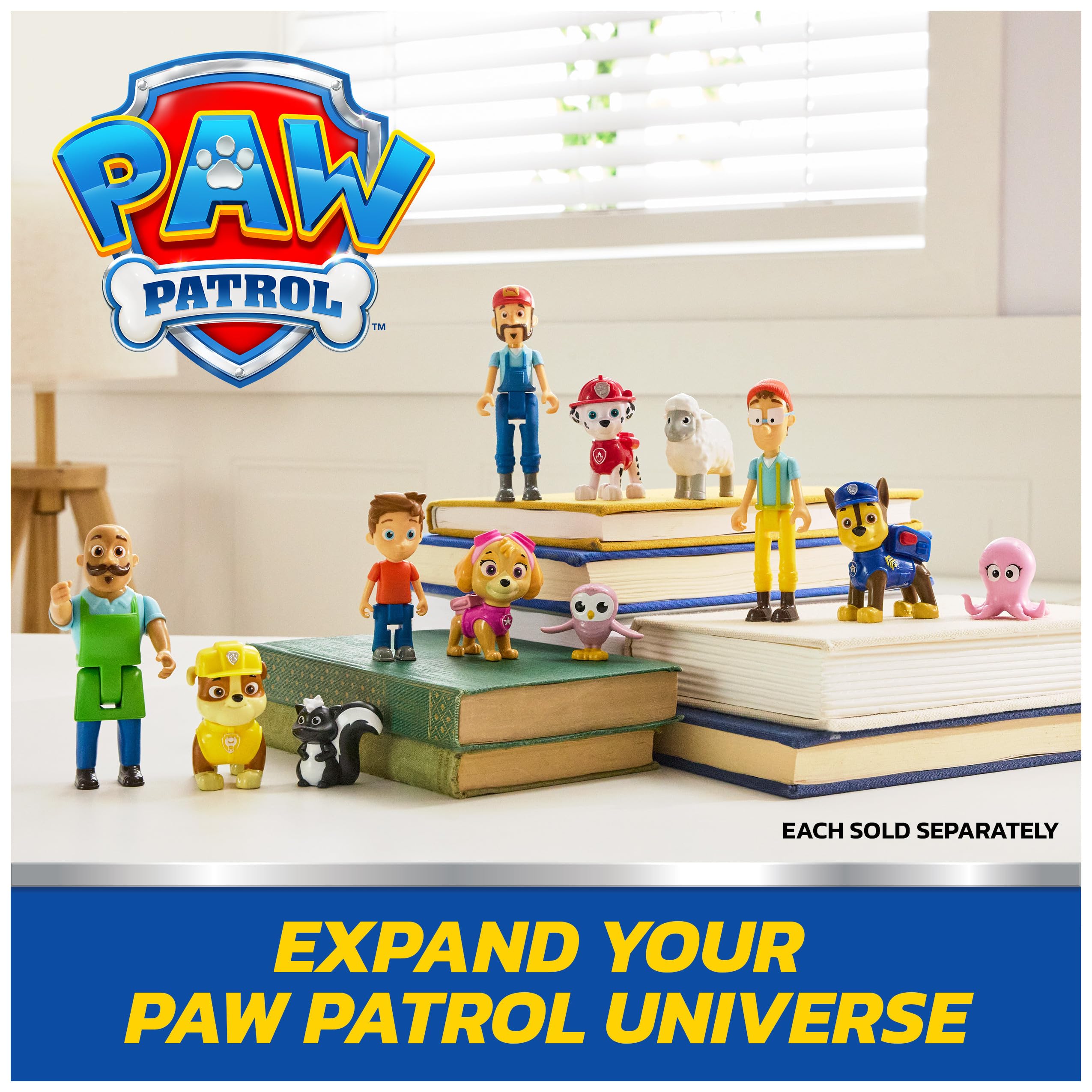 PAW Patrol Rubble & Mr. Porter Figure Pack with Skunk Toy for Kids Ages 3 and Up