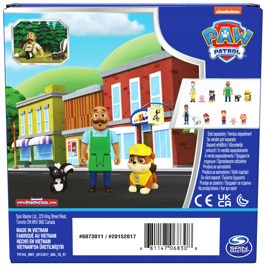 PAW Patrol Rubble & Mr. Porter Figure Pack with Skunk Toy for Kids Ages 3 and Up