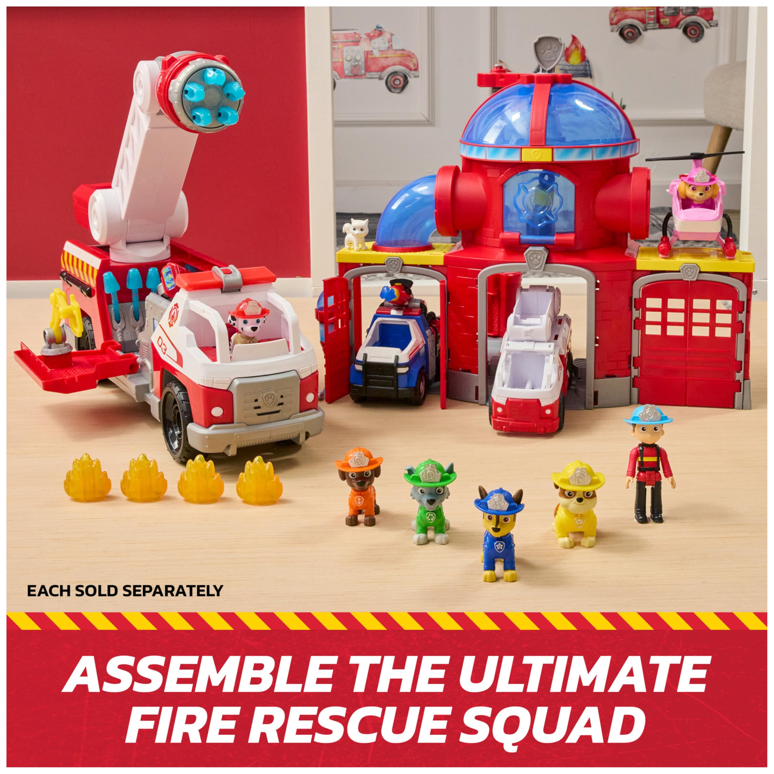 PAW Patrol Rubble Rescue Fire Dump Truck with Rubble Figure and Boulders Action Play
