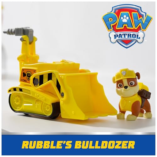 Paw Patrol Rubble's Bulldozer Toy Truck – Collectible Figure, Recycled Plastic, Ages 3+