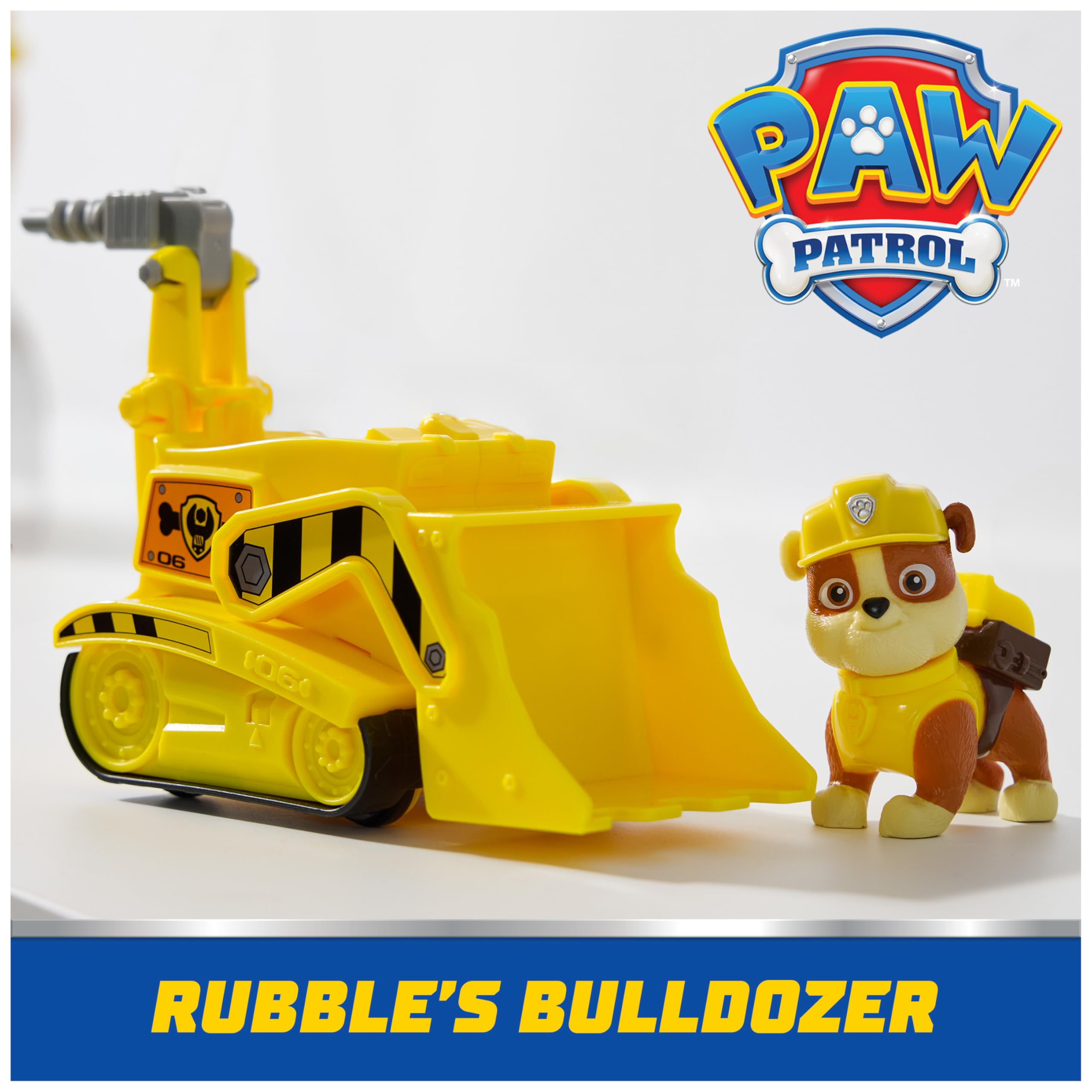 Paw Patrol Rubble's Bulldozer Toy Truck – Collectible Figure, Recycled Plastic, Ages 3+