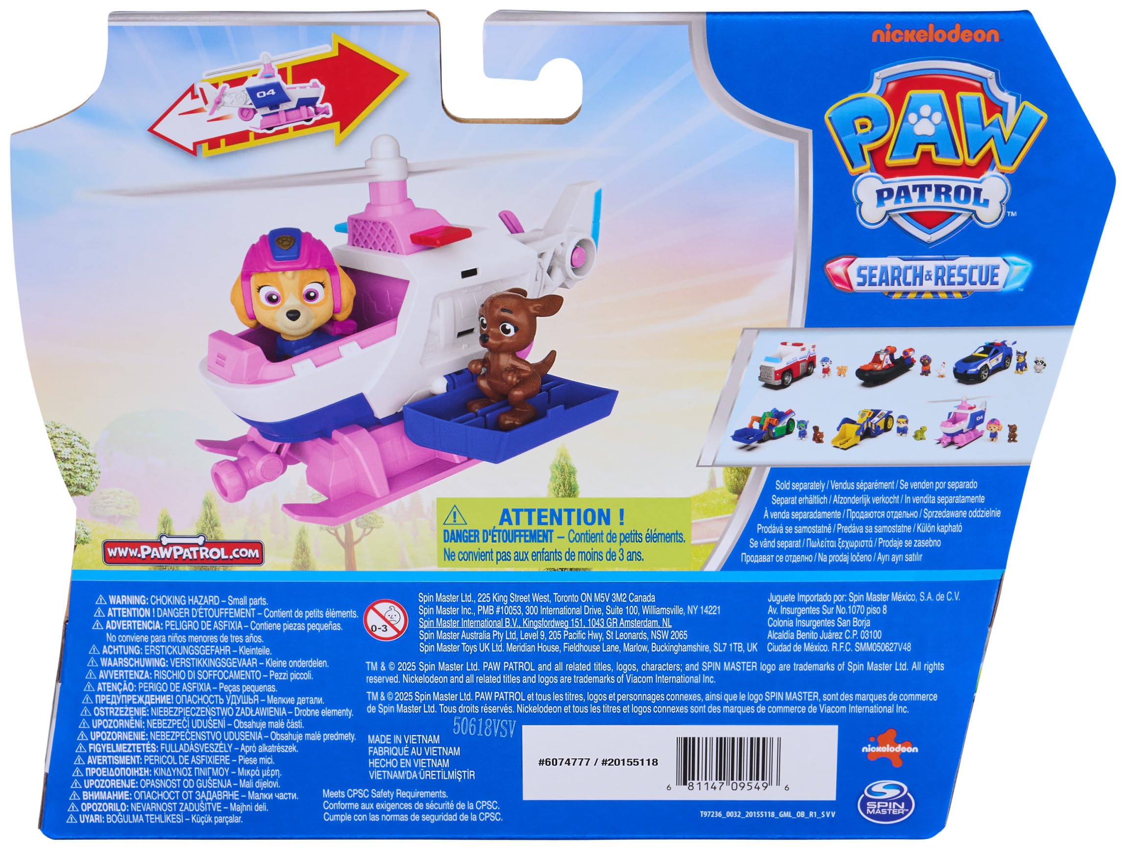 Paw Patrol Skye's Search & Rescue Helicopter with Pull-Back Motor, 15 cm, Includes Kangaroo Figure