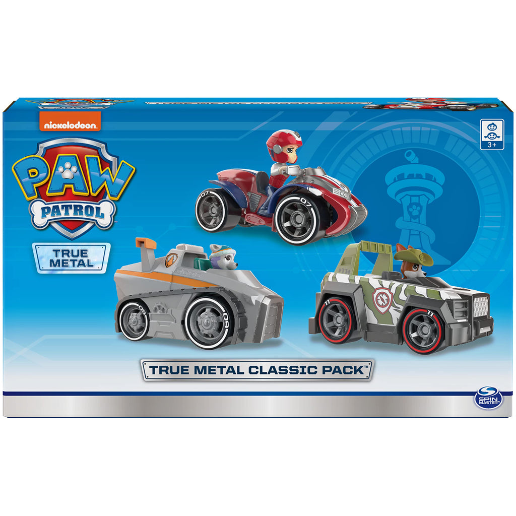 PAW Patrol True Metal Classic Pack – 3 Die-Cast 1:55 Scale Vehicles (Ryder, Everest, Tracker)