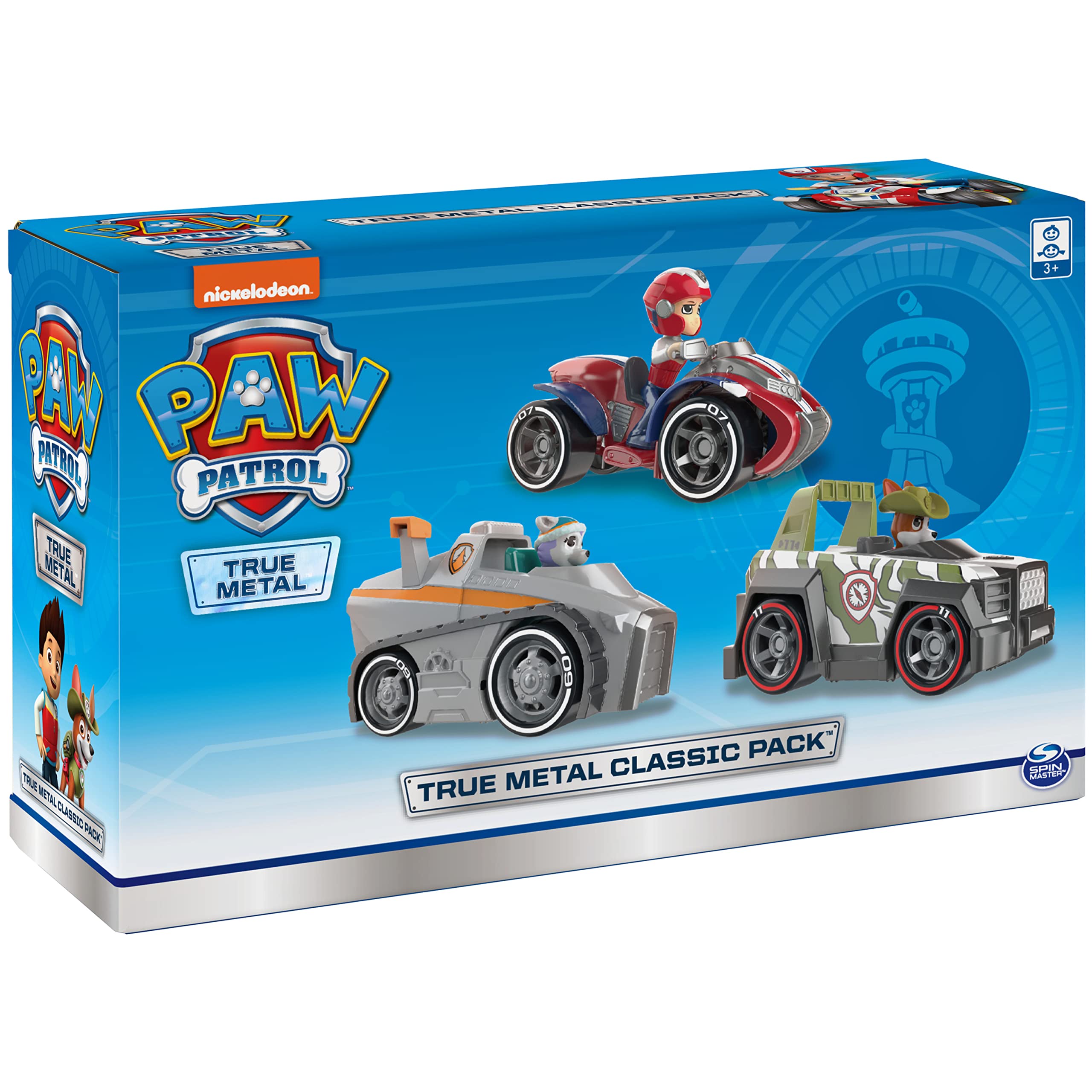 PAW Patrol True Metal Classic Pack – 3 Die-Cast 1:55 Scale Vehicles (Ryder, Everest, Tracker)