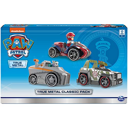 PAW Patrol True Metal Classic Pack – 3 Die-Cast 1:55 Scale Vehicles (Ryder, Everest, Tracker)