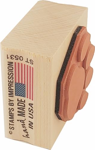 Paw Print Rubber Stamp – 1.25-Inch Handcrafted Imprint on Maple Block