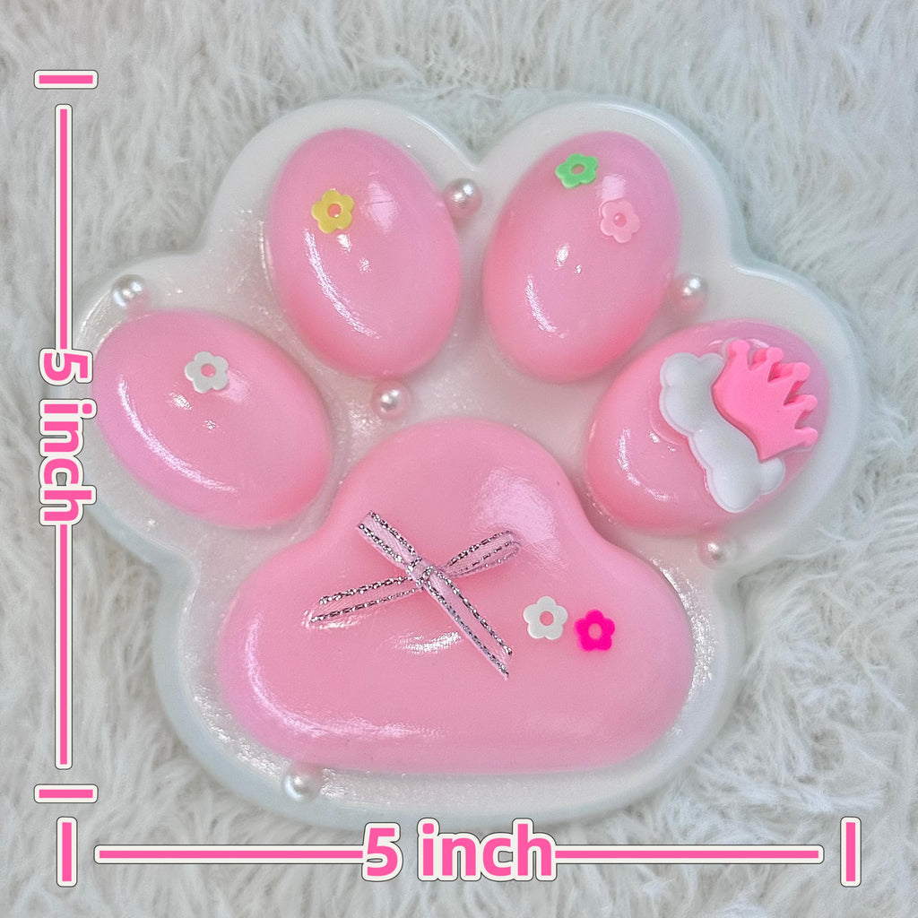 Pawfect Tail Big Taba Squishy Cat Paw – 5 Inch Large Pink & White Slow-Rising Stress Relief Toy