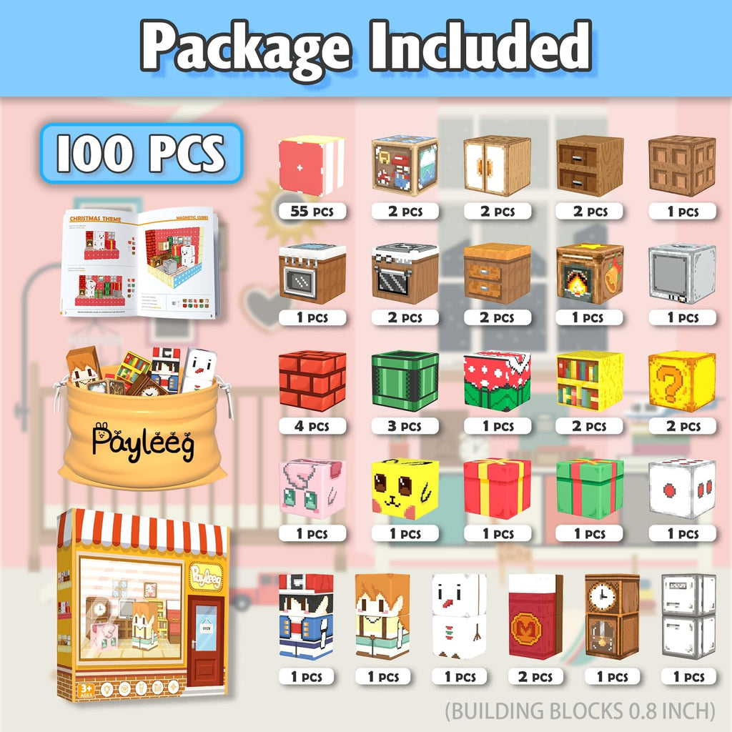 Payleeg Magnetic Cubes Building Blocks Set – 0.8 Inch Magnet Tiles for Kids Ages 4-8 8-12, STEM Sensory Travel Toy Gift for Boys Girls