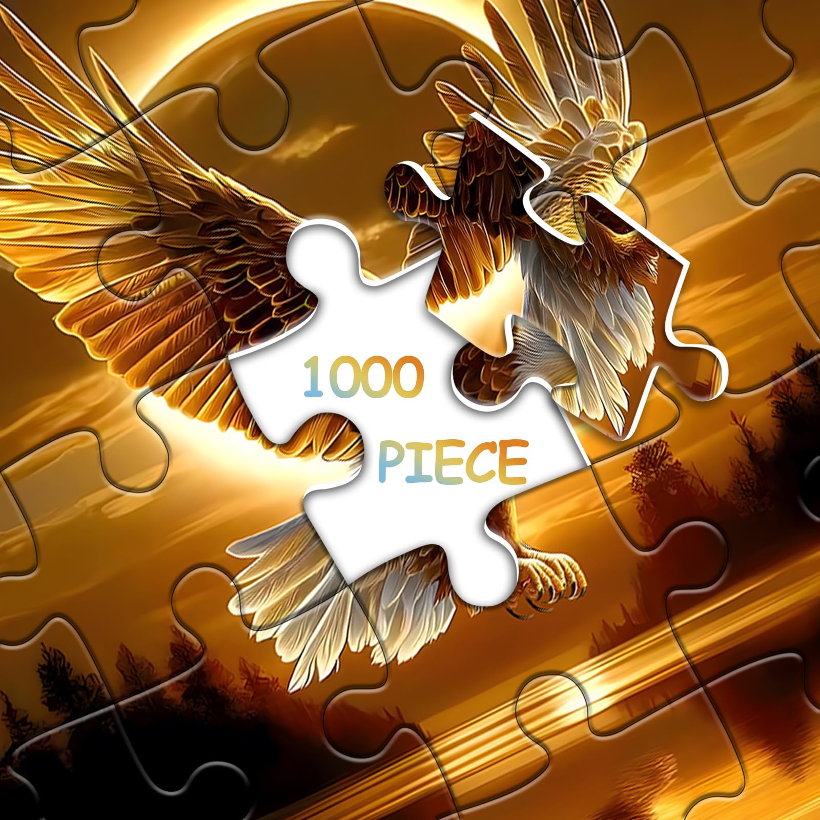 pazzocenter 1000-Piece Eagle Jigsaw Puzzle – Sunset Nature Scene for Adults, 27.5 x 19.7 Inches
