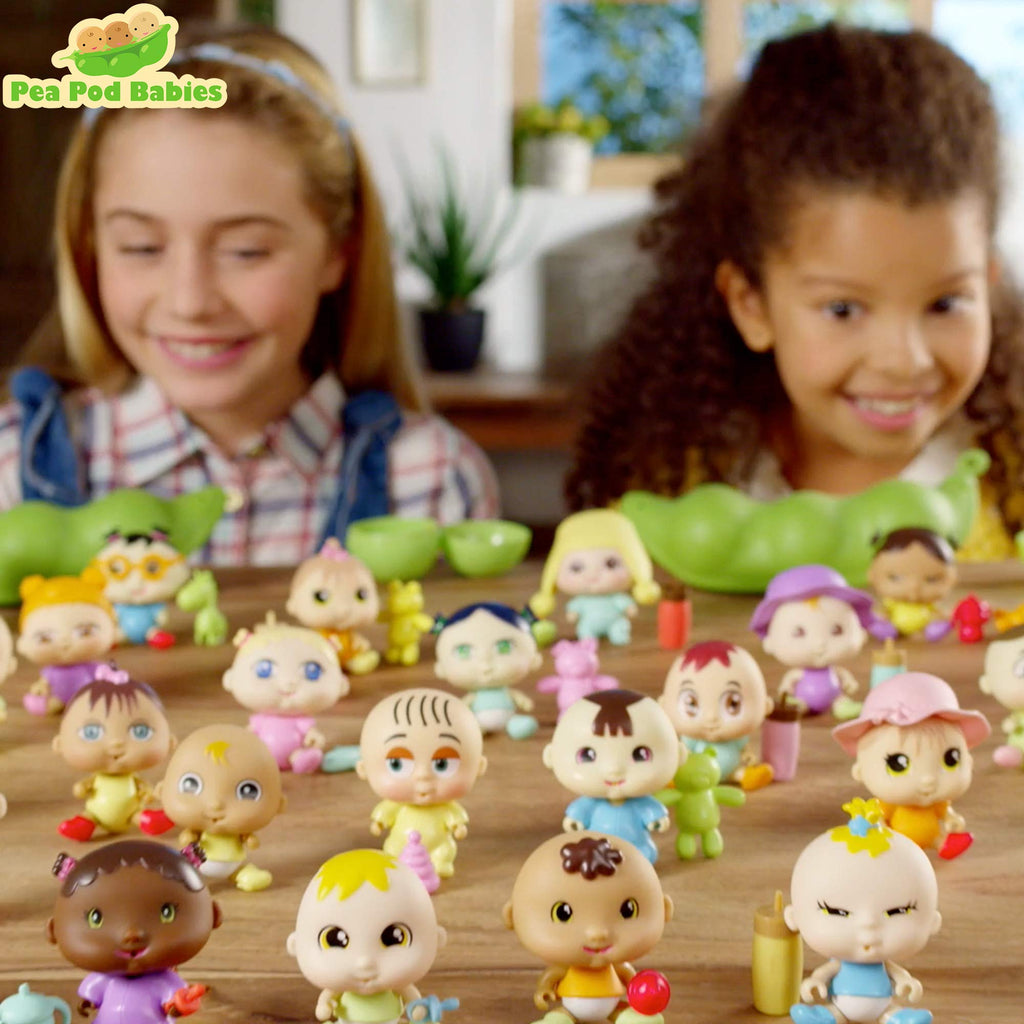 Pea Pod Babies 4-Pack – Collectible Mystery Baby Dolls with Clothing, Accessories, and Water Surprise