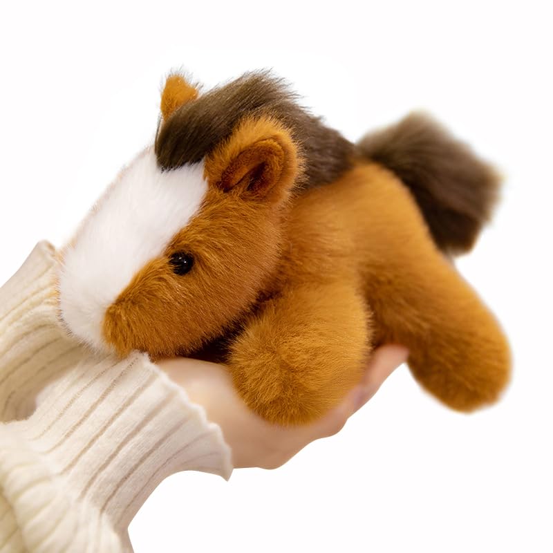 PEACH CAT Brown Horse Stuffed Animal 7.8 Inches – Slightly Weighted Small Plush Toy