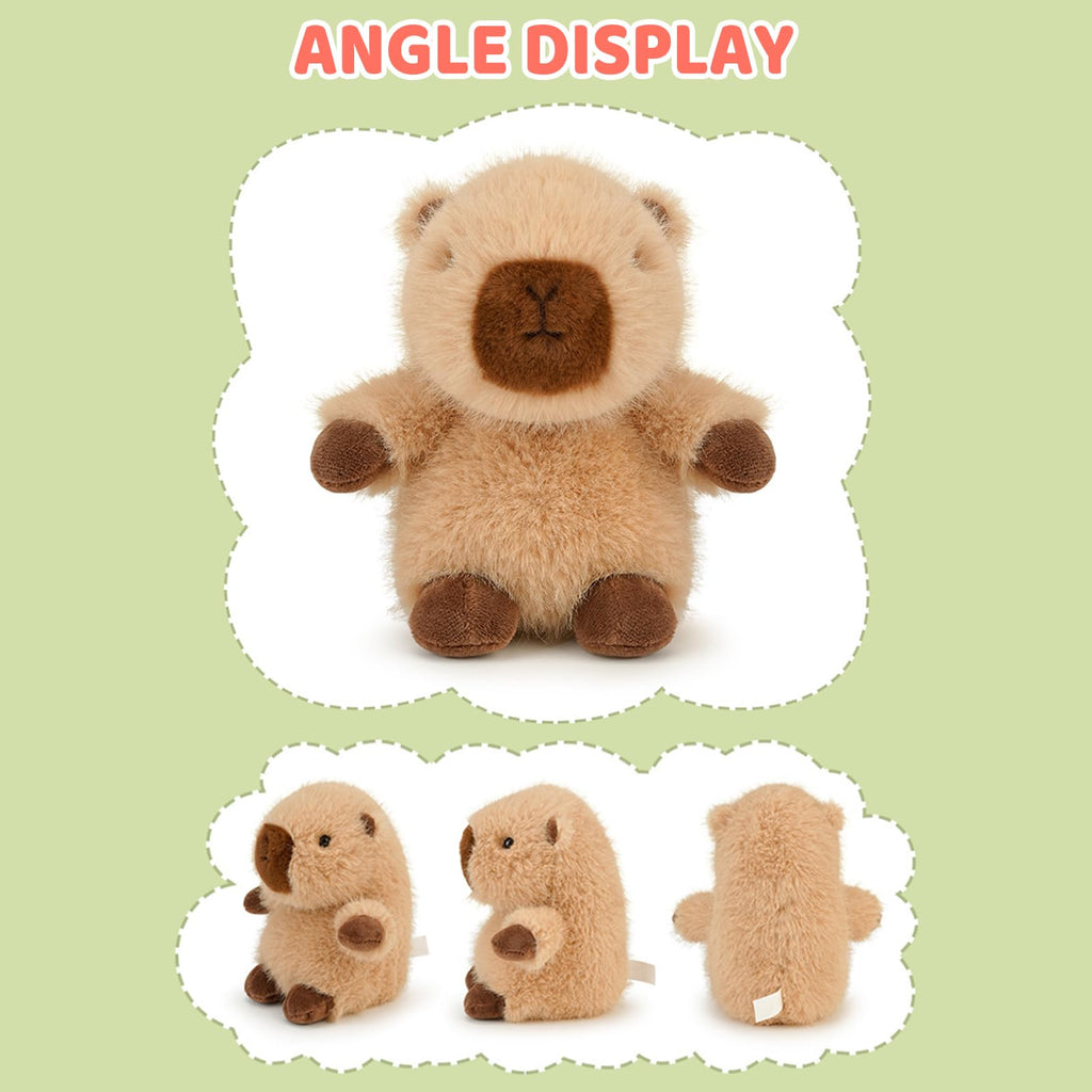 PEACH CAT Capybara Plush - 5.9" Slightly Weighted Stuffed Animal with Squeaker, Cute Brown Plushie Toy for Kids