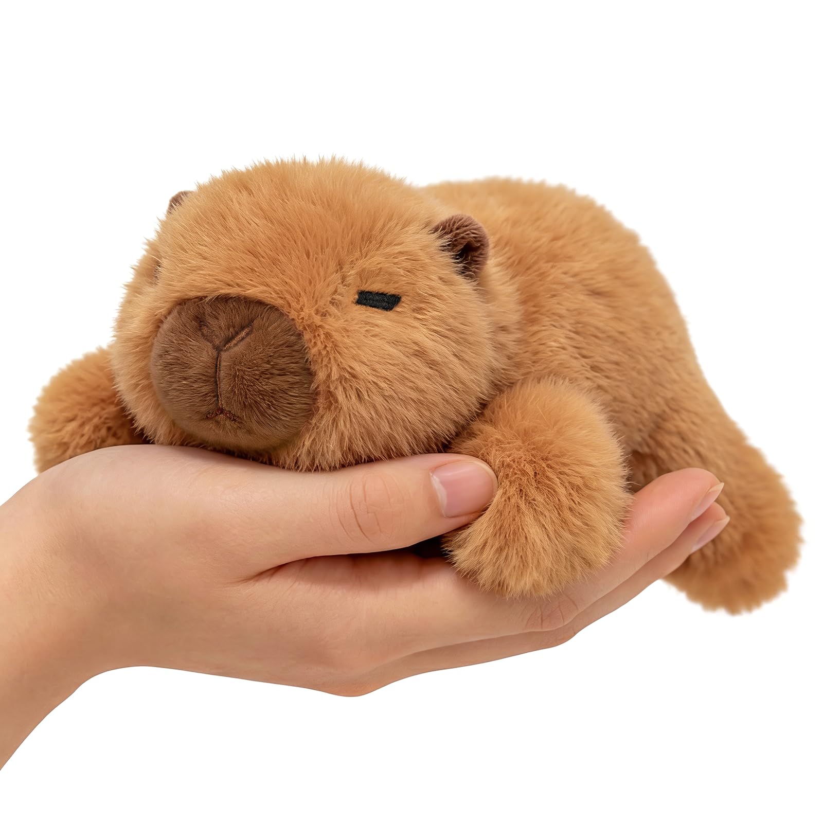 PEACH CAT Capybara Plush 7 Inch - Slightly Weighted Stuffed Animal Toy, Brown