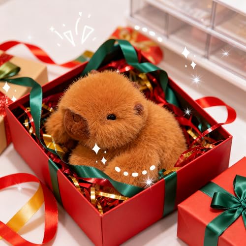 PEACH CAT Capybara Plush 7 Inch - Slightly Weighted Stuffed Animal Toy, Brown