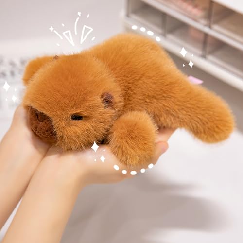 PEACH CAT Capybara Plush 7 Inch - Slightly Weighted Stuffed Animal Toy, Brown