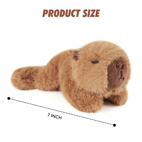 PEACH CAT Capybara Plush 7 Inch - Slightly Weighted Stuffed Animal Toy, Brown