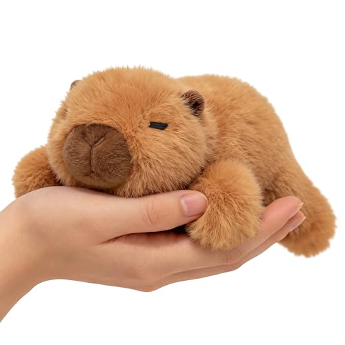 PEACH CAT Capybara Plush 7 Inch - Slightly Weighted Stuffed Animal Toy, Brown