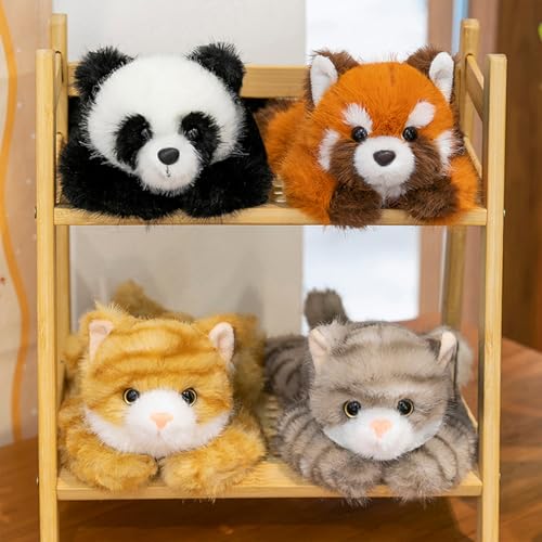 PEACH CAT Grey Cat Stuffed Animal – 5.9-Inch Weighted Plush Toy for Comfort and Decor