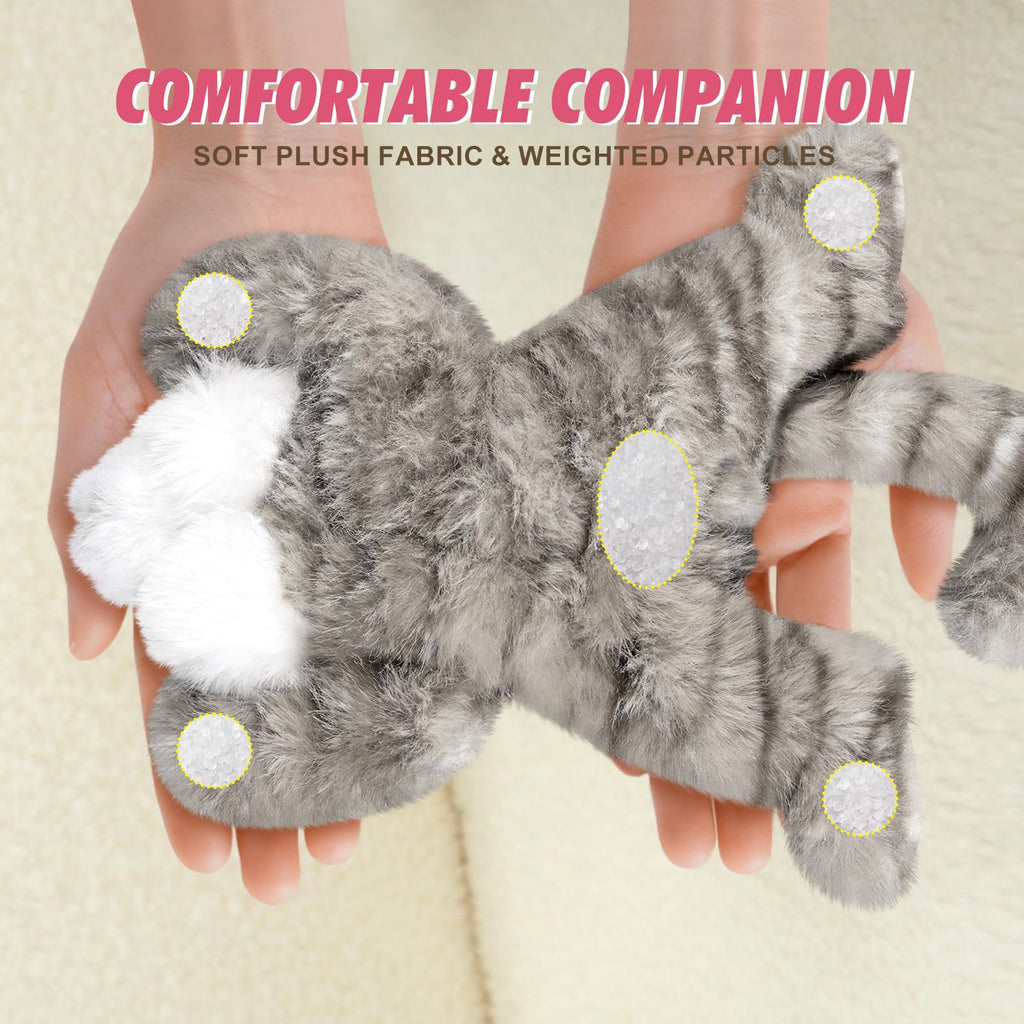 PEACH CAT Grey Cat Stuffed Animal – 5.9-Inch Weighted Plush Toy for Comfort and Decor