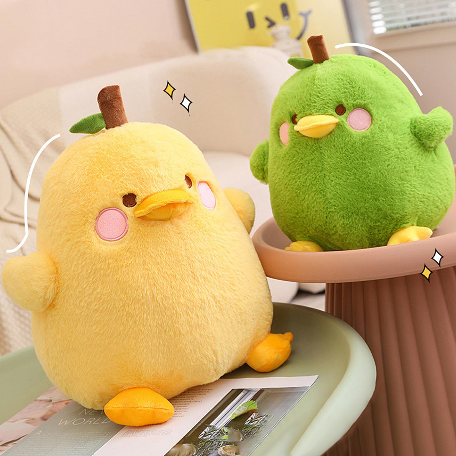 PEACH CAT Pear Duck Plush Pillow – 8" Cute Yellow Stuffed Animal Toy for Kids