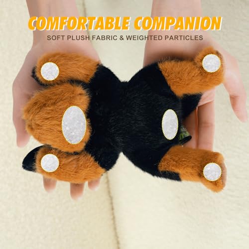 PEACH CAT Rottweiler Dog Plush – Small Black Puppy Stuffed Animal, 7.8 Inch Slightly Weighted Toy