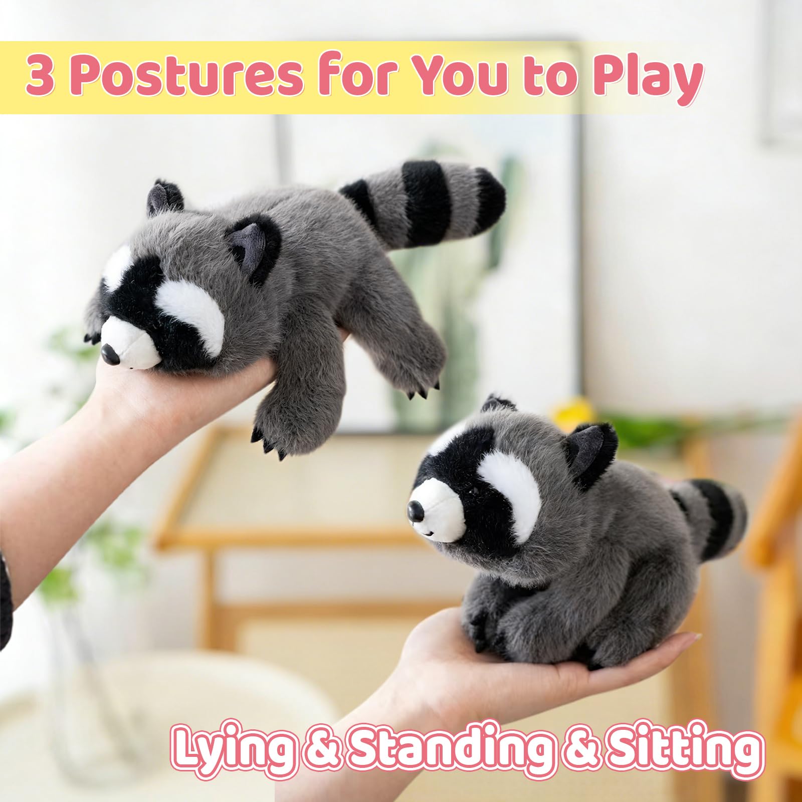 PEACH CAT Slightly Weighted Scented Raccoon Plush – 6.5 inch Cuddly Toy for Kids, Gift Box
