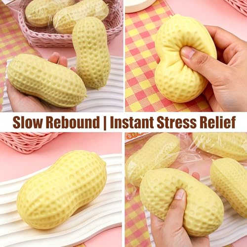 Peanut Squishies Stress Relief Fidget Toy - Soft Squeeze Dough Ball for Anxiety, Hand Relaxation - Portable Sensory Toy for Adults