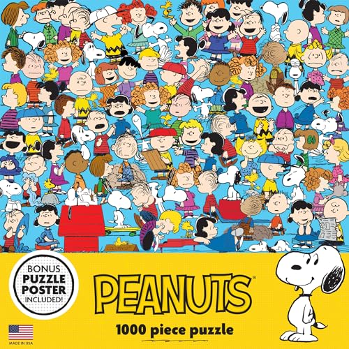Peanuts Cast of Characters 1000-Piece Jigsaw Puzzle by RoseArt – 20" x 27" Finished Size with Bonus Poster