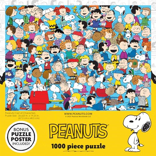 Peanuts Cast of Characters 1000-Piece Jigsaw Puzzle by RoseArt – 20" x 27" Finished Size with Bonus Poster