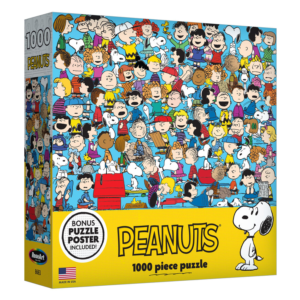 Peanuts Cast of Characters 1000-Piece Jigsaw Puzzle by RoseArt – 20" x 27" Finished Size with Bonus Poster