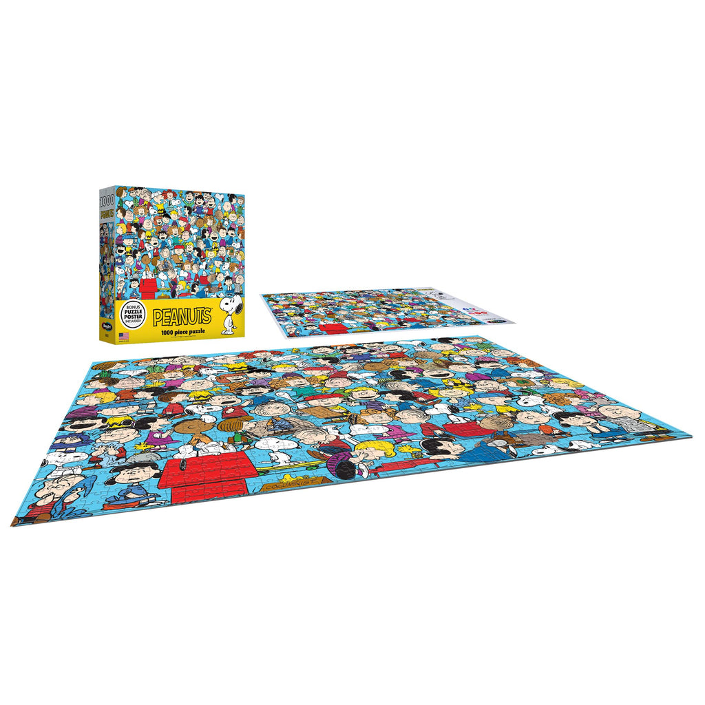 Peanuts Cast of Characters 1000-Piece Jigsaw Puzzle by RoseArt – 20" x 27" Finished Size with Bonus Poster