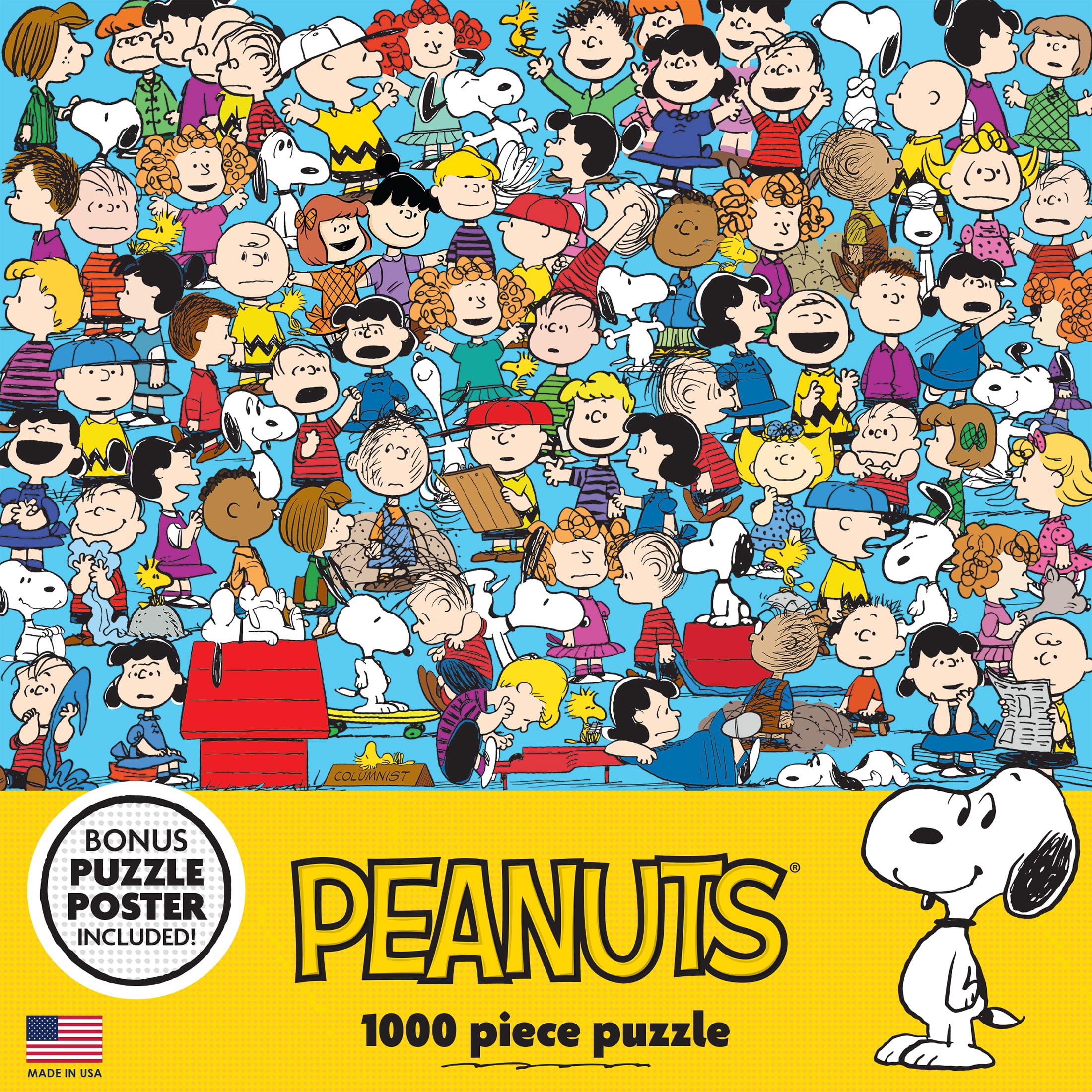 Peanuts Cast of Characters 1000-Piece Jigsaw Puzzle by RoseArt – 20" x 27" Finished Size with Bonus Poster