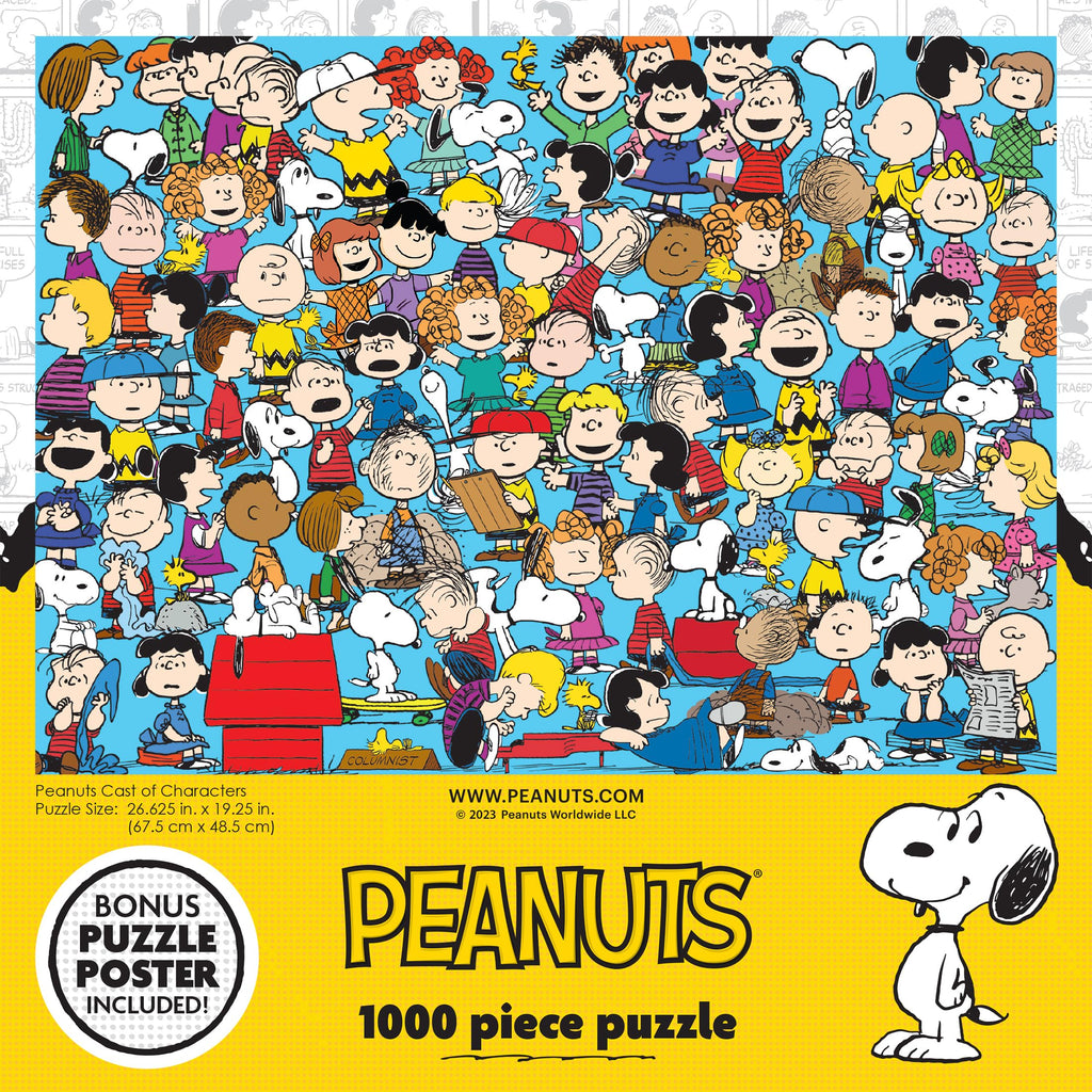 Peanuts Cast of Characters 1000-Piece Jigsaw Puzzle by RoseArt – 20" x 27" Finished Size with Bonus Poster