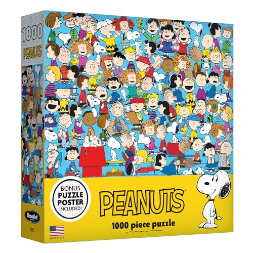 Peanuts Cast of Characters 1000-Piece Jigsaw Puzzle by RoseArt – 20" x 27" Finished Size with Bonus Poster