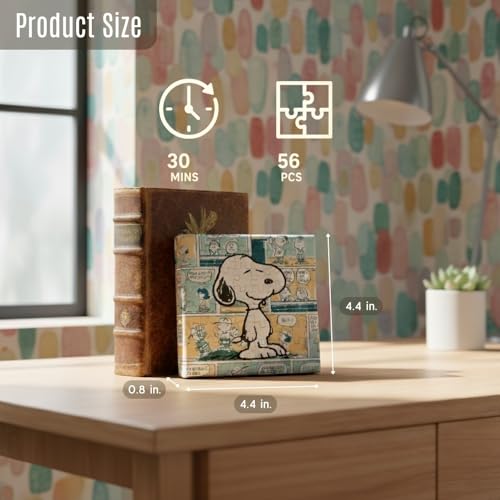 Peanuts Mini Canvas Jigsaw Puzzle by Hands Craft – 56 Pieces, Collectible Snoopy & Friends