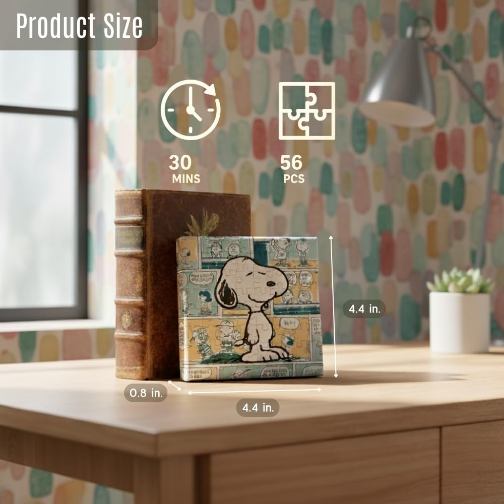 Peanuts Mini Canvas Jigsaw Puzzle by Hands Craft – 56 Pieces, Collectible Snoopy & Friends