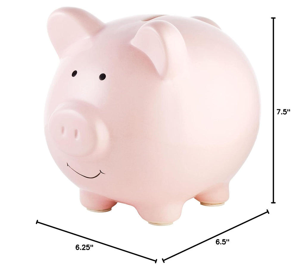 Pearhead Large Ceramic Piggy Bank - Light Pink Nursery Décor & Savings Keepsake for Kids