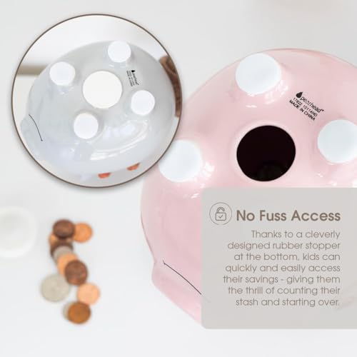 Pearhead Large Ceramic Piggy Bank - Light Pink Nursery Décor & Savings Keepsake for Kids