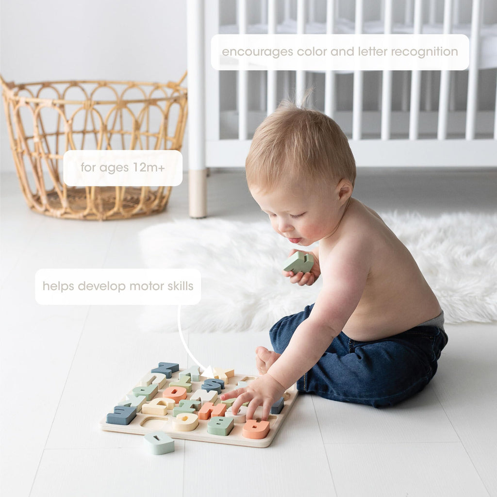 Pearhead Wooden Alphabet Puzzle – Educational ABC Learning Toy for Toddlers 1+