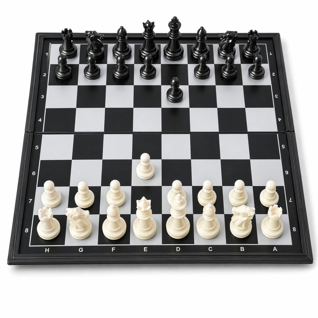 Pedolini Medium Travel Chess Set: 9.7" Magnetic Folding Board with Built-in Storage