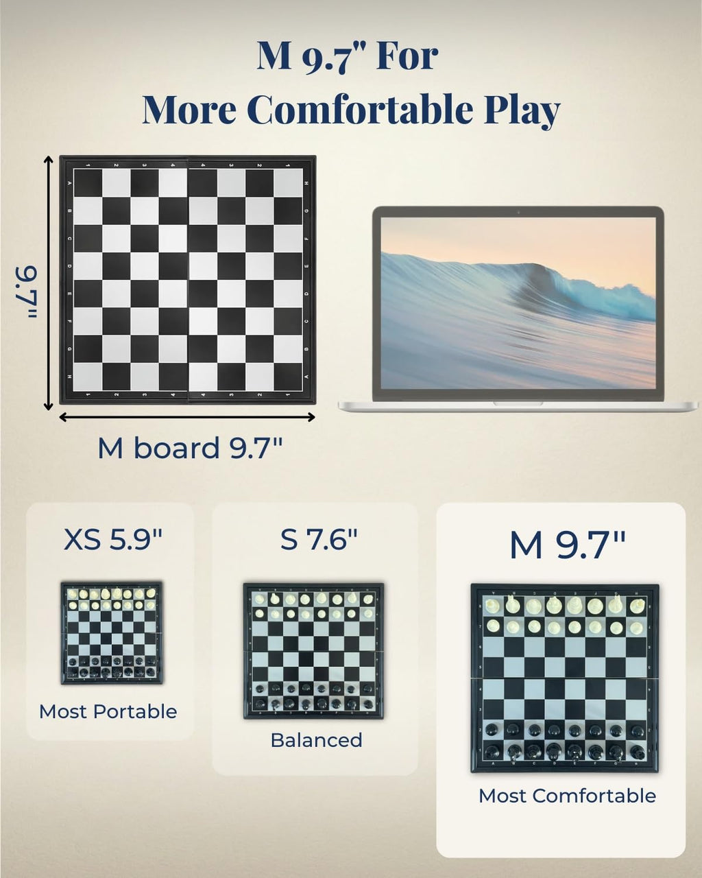 Pedolini Medium Travel Chess Set: 9.7" Magnetic Folding Board with Built-in Storage