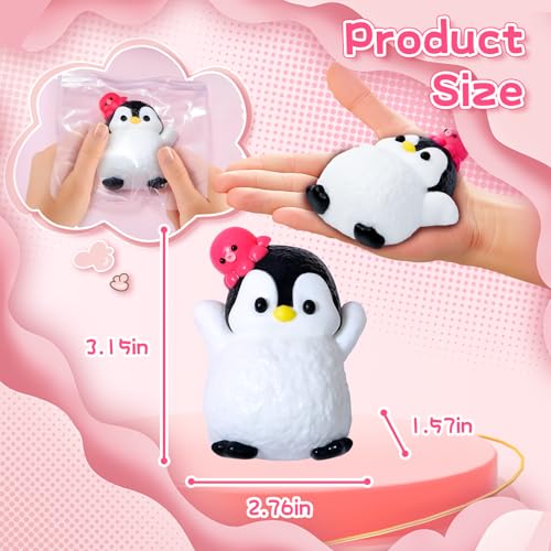 Peledic Taba Squishy Penguin – Kawaii Silicone Stress Relief Fidget Toy, Pocket-Sized Gift for Kids and Adults (Red Octopus Design)