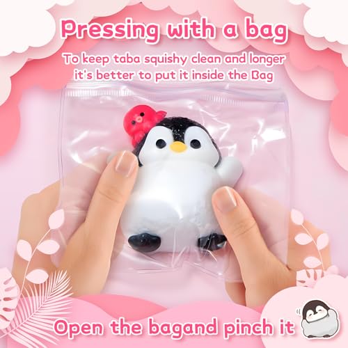 Peledic Taba Squishy Penguin – Kawaii Silicone Stress Relief Fidget Toy, Pocket-Sized Gift for Kids and Adults (Red Octopus Design)