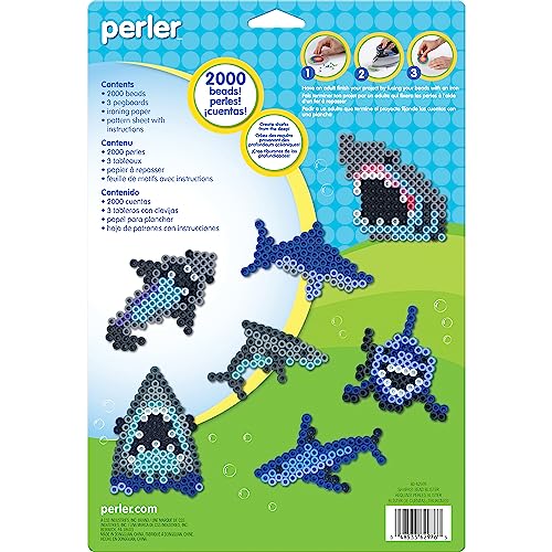 Perler Bead Shark Activity Kit – 2000 Fuse Beads for 9 Shark Crafts, Ages 6+