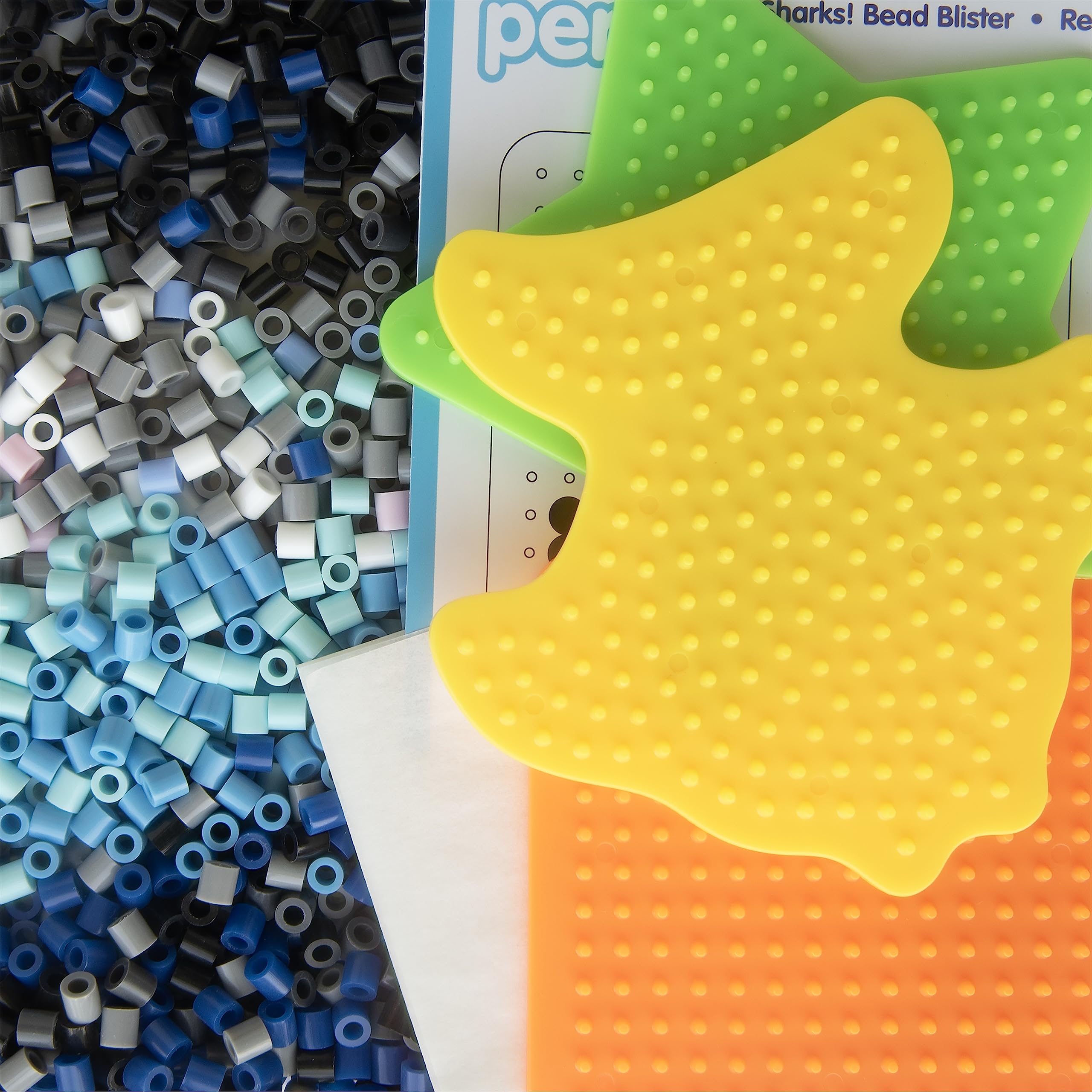 Perler Bead Shark Activity Kit – 2000 Fuse Beads for 9 Shark Crafts, Ages 6+